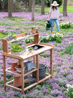 Dynamic Acacia Potting Bench With Soil Reservoir -Outdoor Garden Care 8611009 4130 1