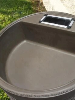 Round Rain Barrel With Planter, 35 Gallons -Outdoor Garden Care 8612856WALNT 02V tif