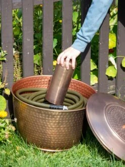 Hammered Copper Hose Pot With Lid 14 Hammered Copper Hose Pot With Lid -Outdoor Garden Care 8613311 0019
